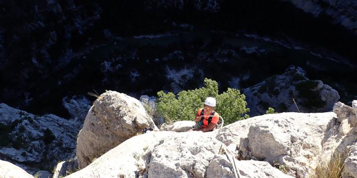 Escalade en grande voie dans l'arête du Belvédère le 07 aout